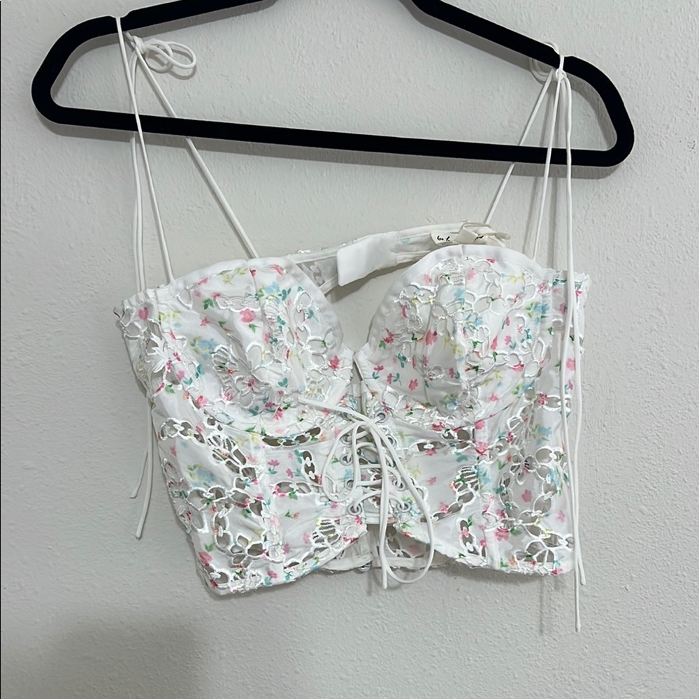 For Love And Lemons Pink Green Bustier Camisole
